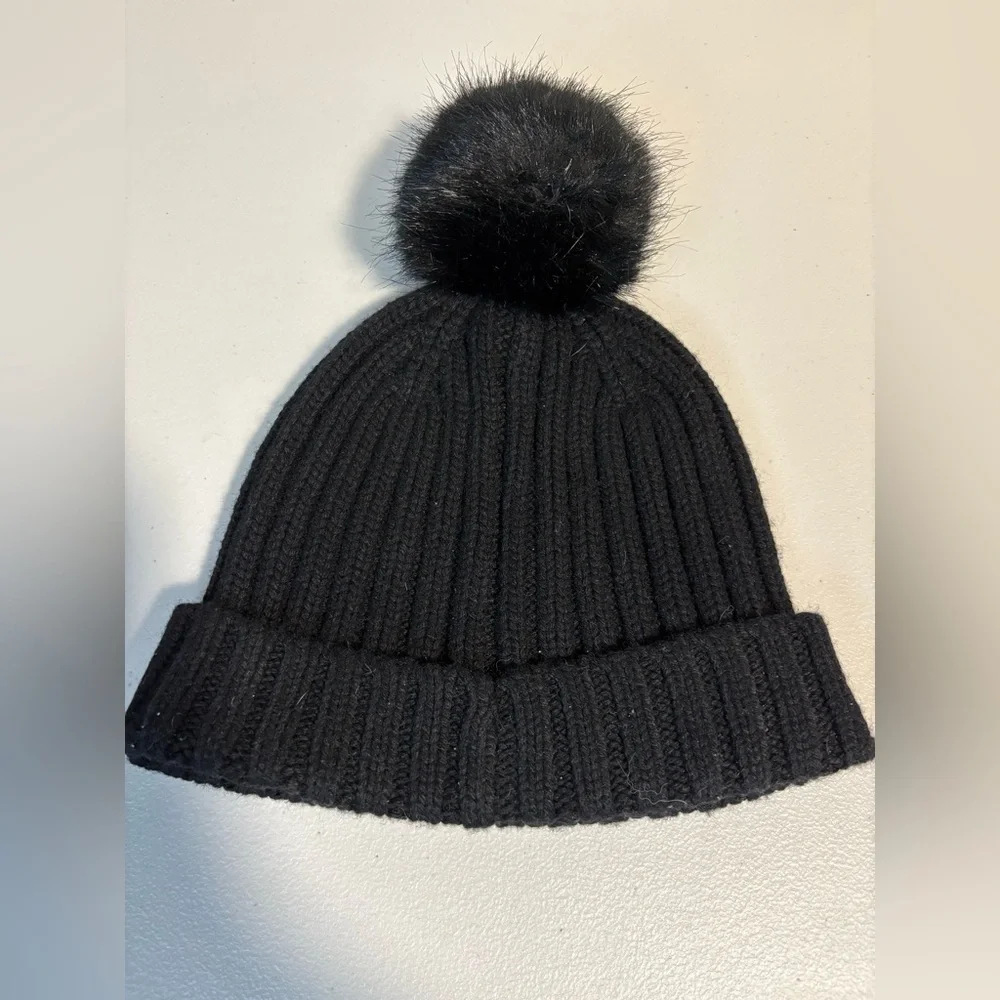 J.Crew Ribbed Faux Fur Winter Hat | Black | One Size